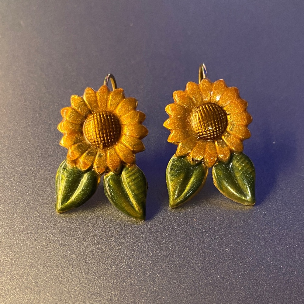 Kenneth Cole Sunflower Drop Earrings - Gold & Green